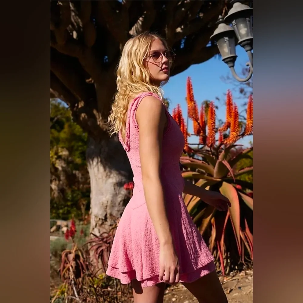 Free People Alice Mini Dress In Pink Icing - Picture 3 of 5